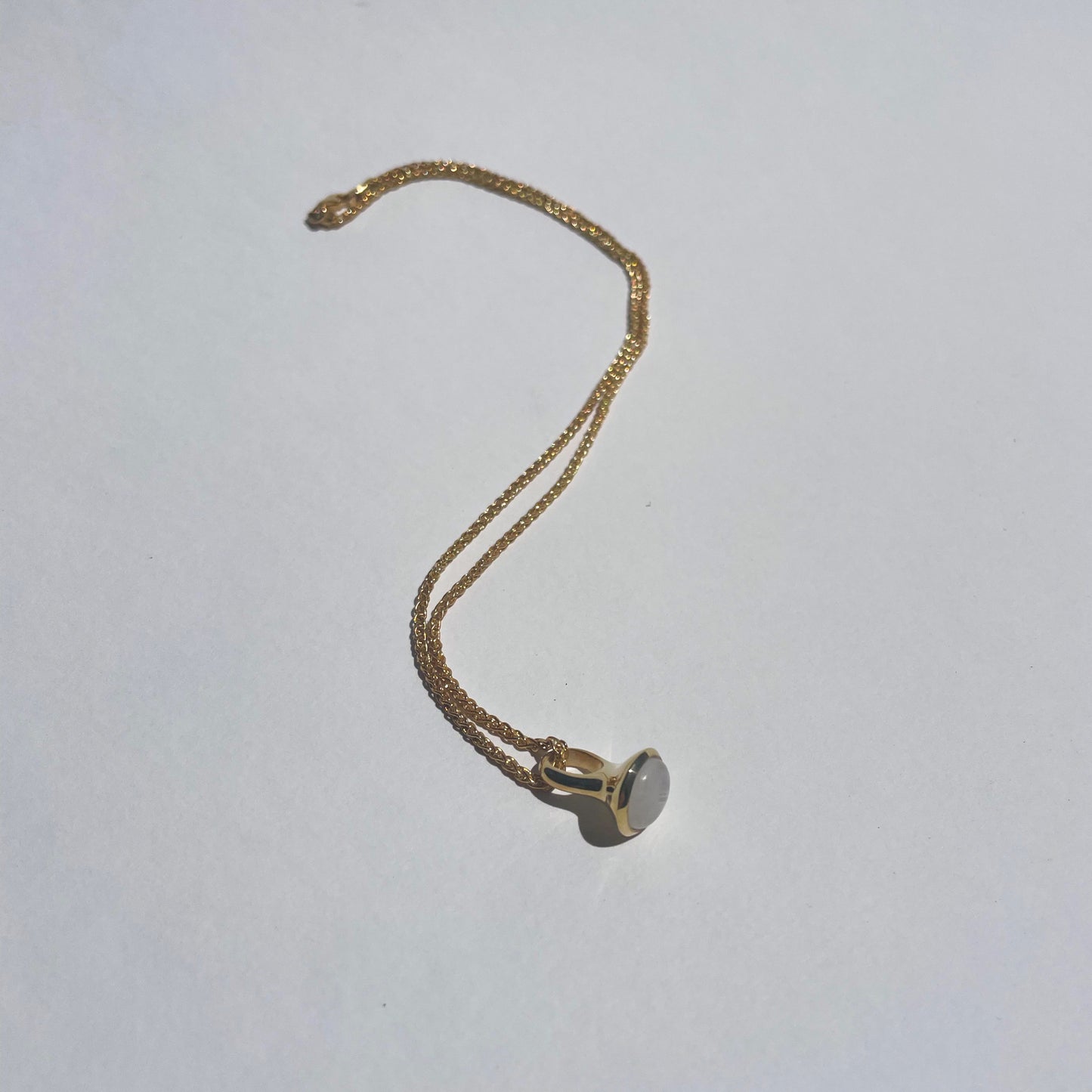 Gold Plated Drop Pendant -small (8mm stone) on 45/50cm chain