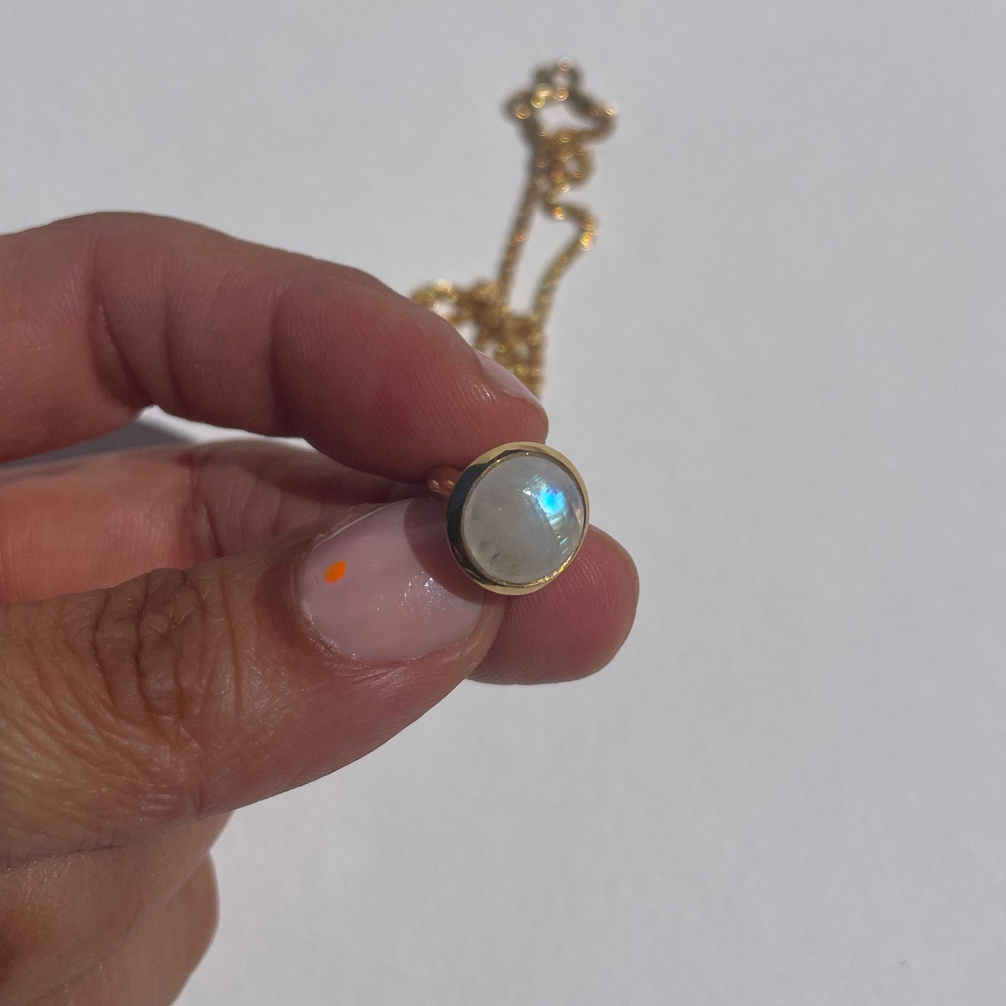 Gold Plated Drop Pendant -Medium (9 or 10mm stone) on 45/50/55cm chain