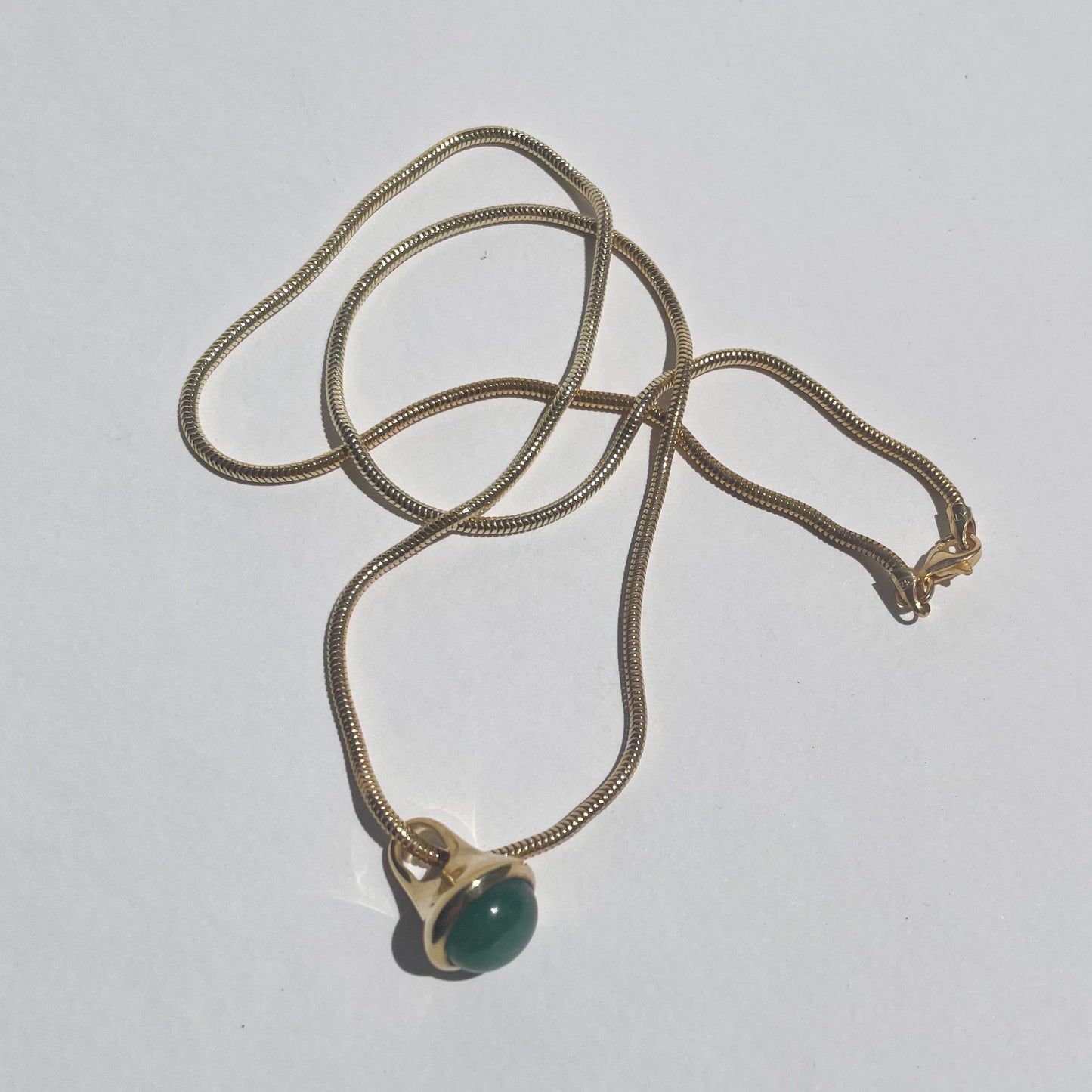 Gold Plated Drop Pendant -Medium (9 or 10mm stone) on 45/50/55cm chain