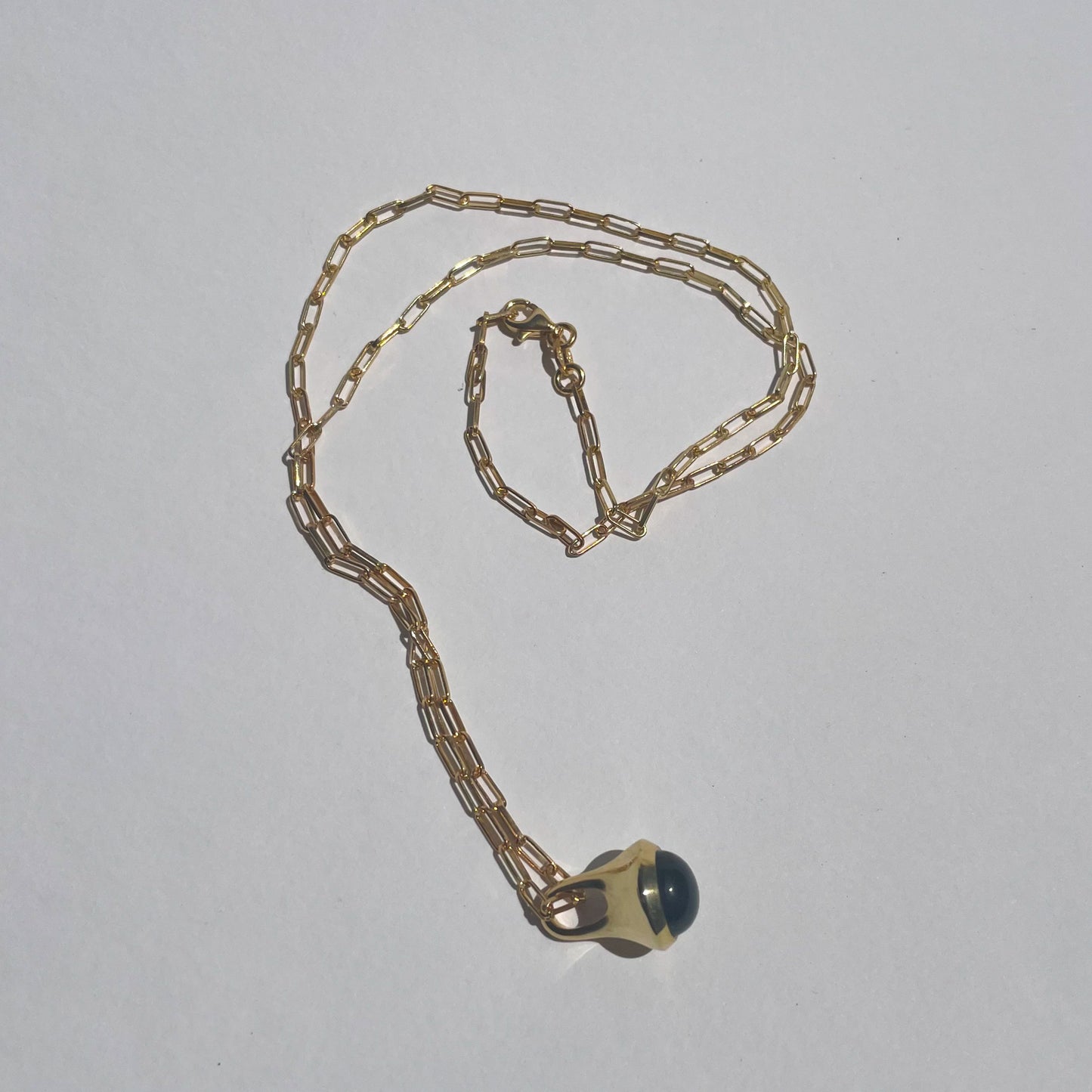 Gold Plated Drop Pendant -Medium (9 or 10mm stone) on 45/50/55cm chain