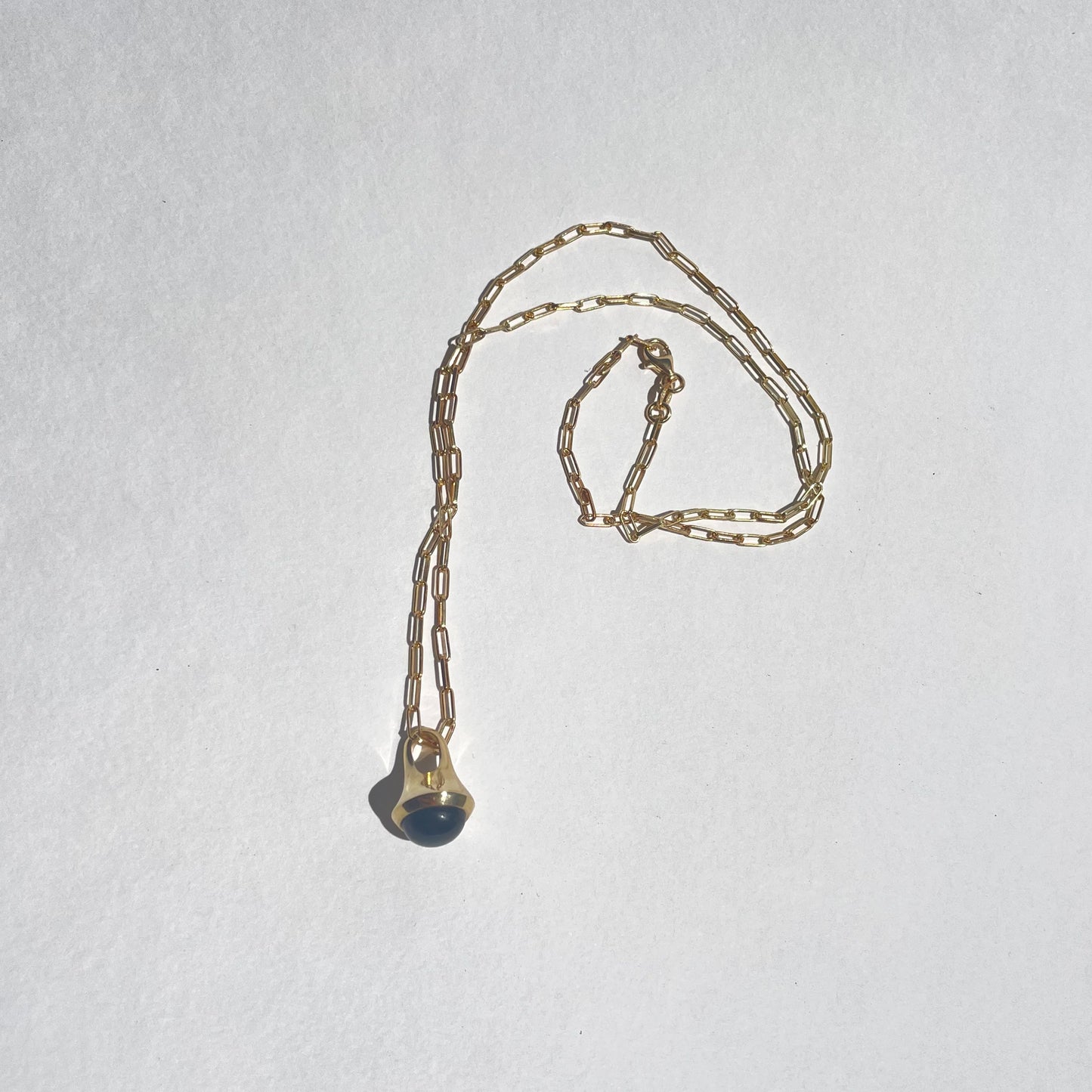 Gold Plated Drop Pendant -Medium (9 or 10mm stone) on 45/50/55cm chain