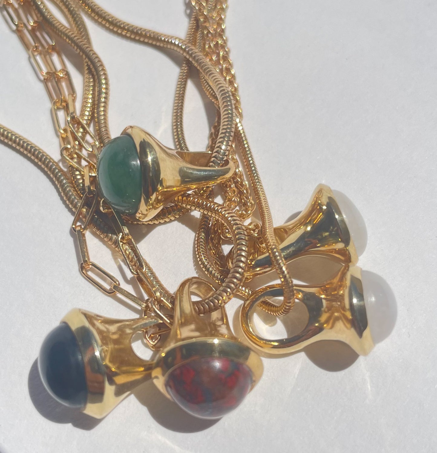 Gold Plated Drop Pendant -Medium (9 or 10mm stone) on 45/50/55cm chain