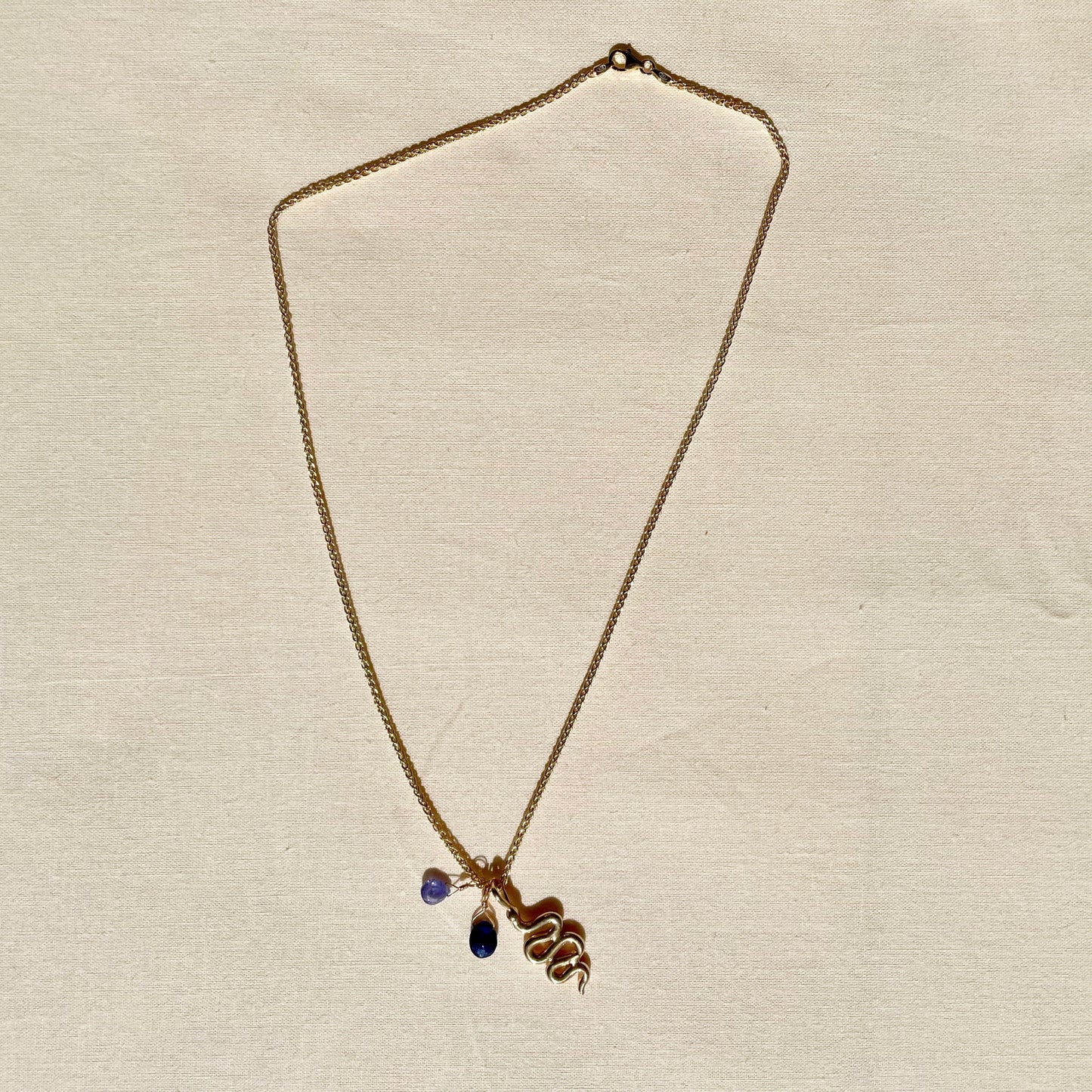 Serpent Pendant with Blue Sapphire and Tanzanite Briolette