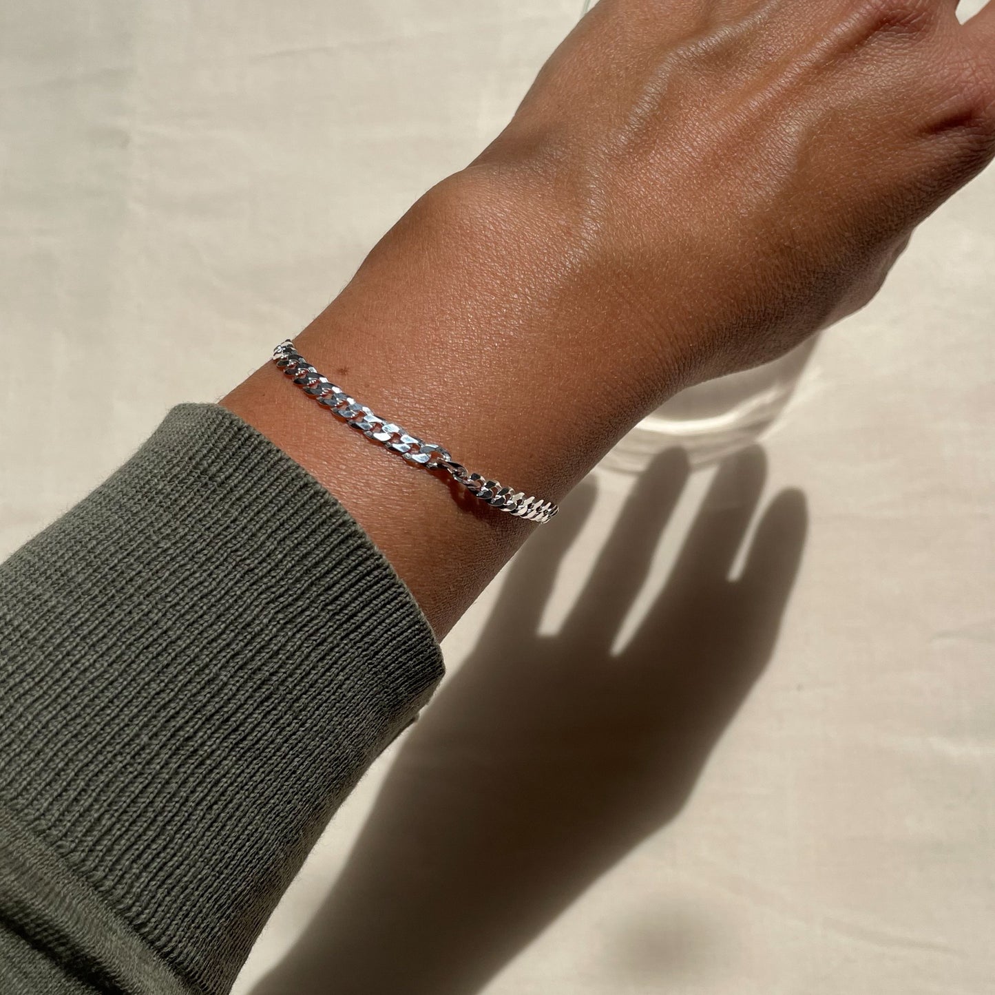 Silver Flat Curb Bracelet