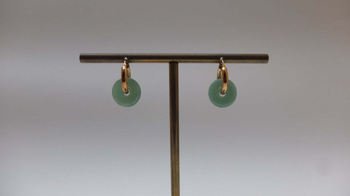 Aventurine Donut On Gold Plated Small Hoop