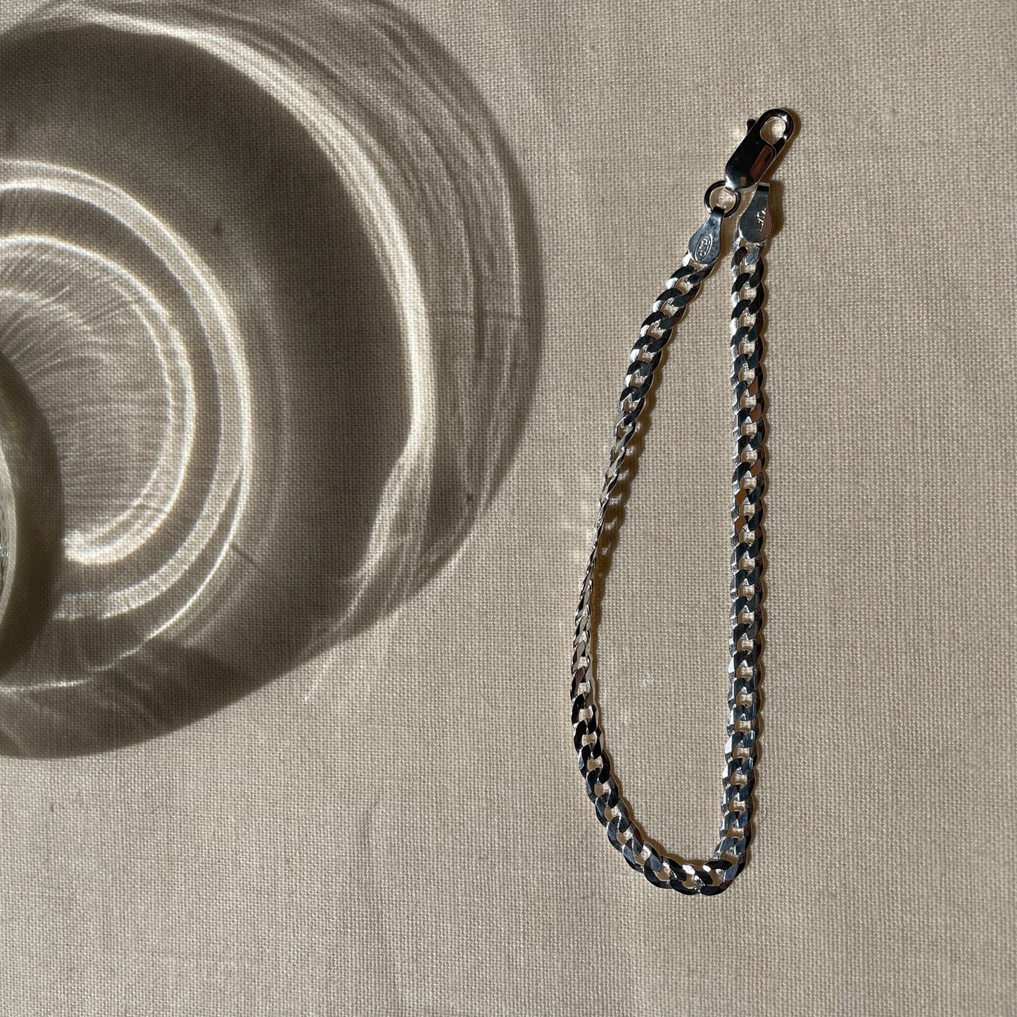 Silver Flat Curb Bracelet