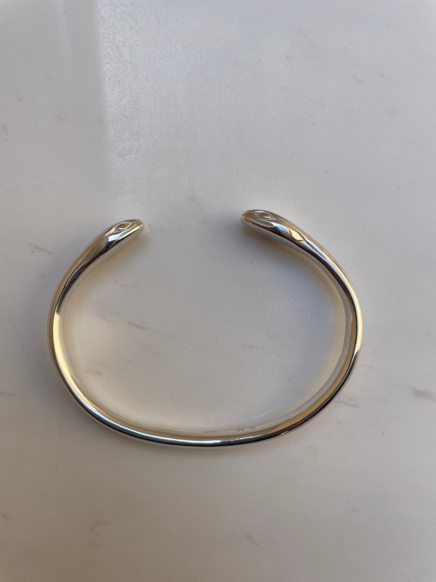 Silver Double Headed Snake Bangle