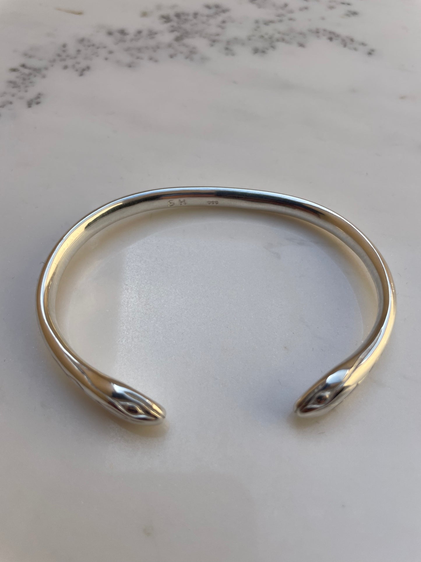 Silver Double Headed Snake Bangle