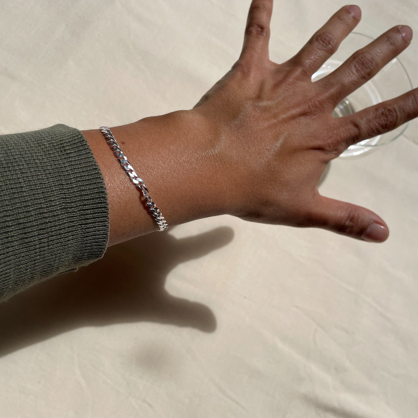Silver Flat Curb Bracelet