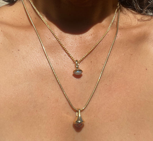 Gold Plated Drop Pendant -small (8mm stone) on 45/50cm chain