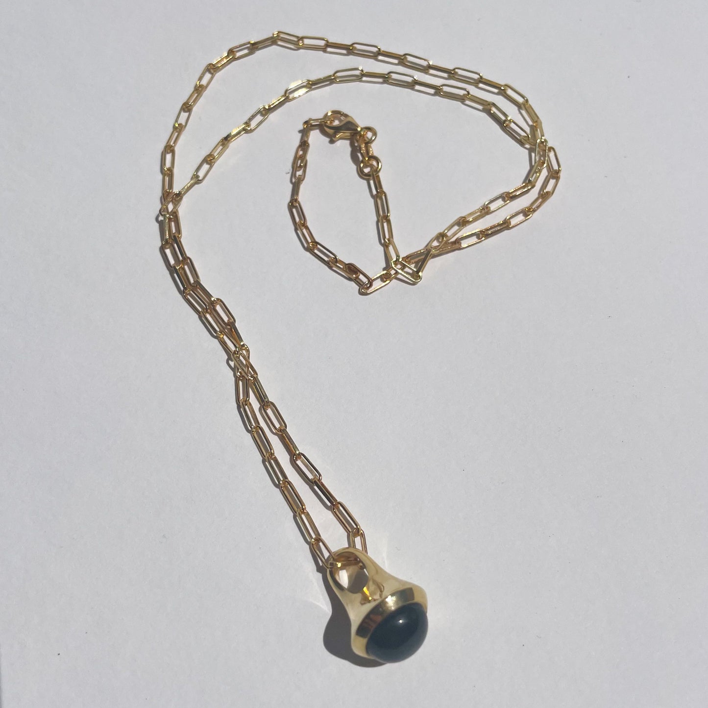 Gold Plated Drop Pendant -Medium (9 or 10mm stone) on 45/50/55cm chain