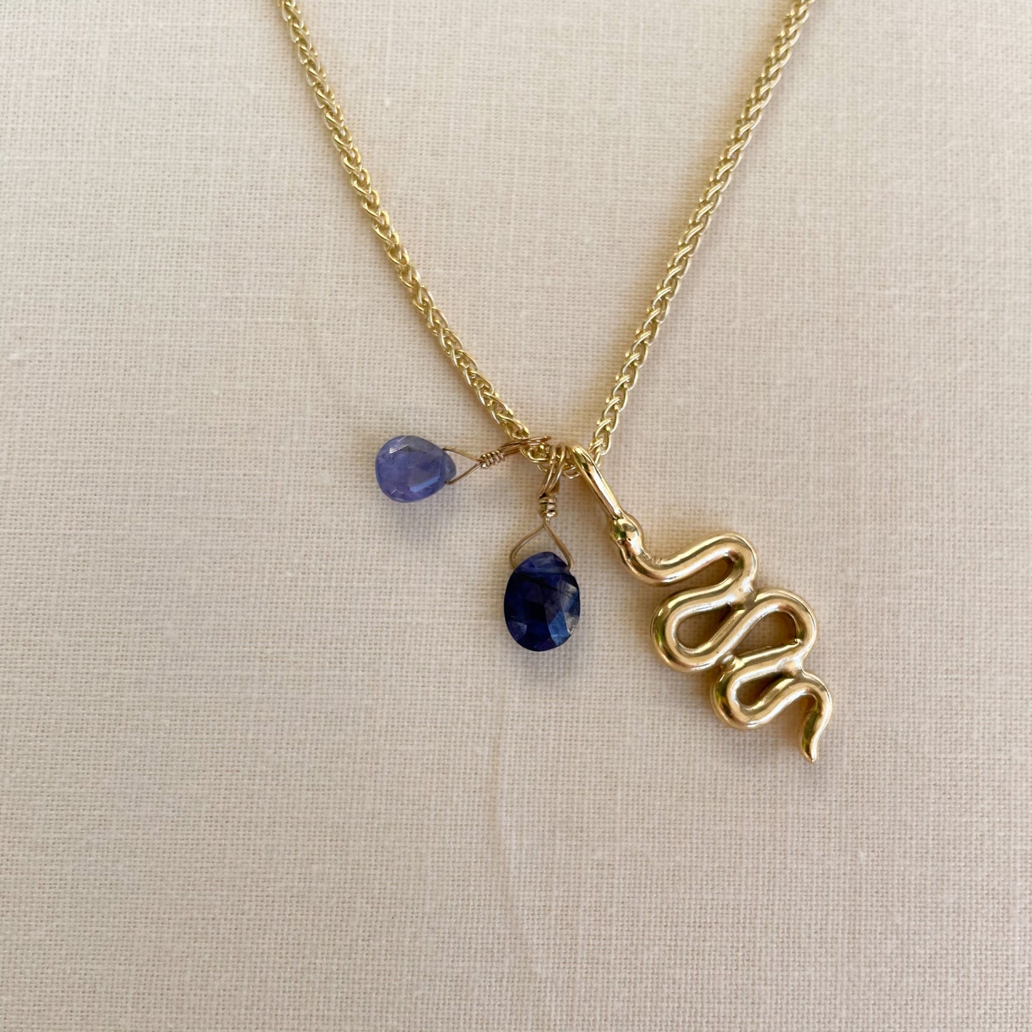 Serpent Pendant with Blue Sapphire and Tanzanite Briolette