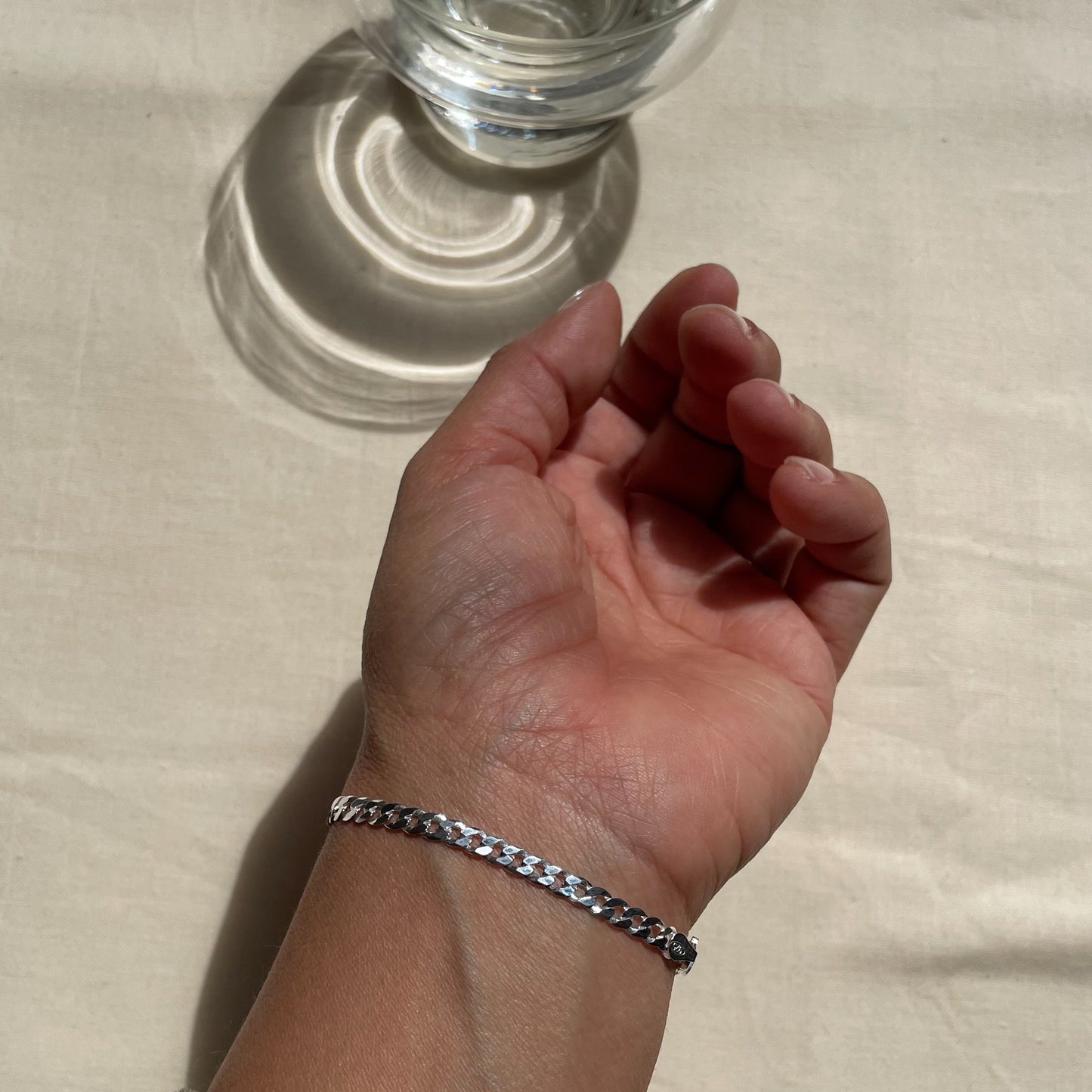 Silver Flat Curb Bracelet