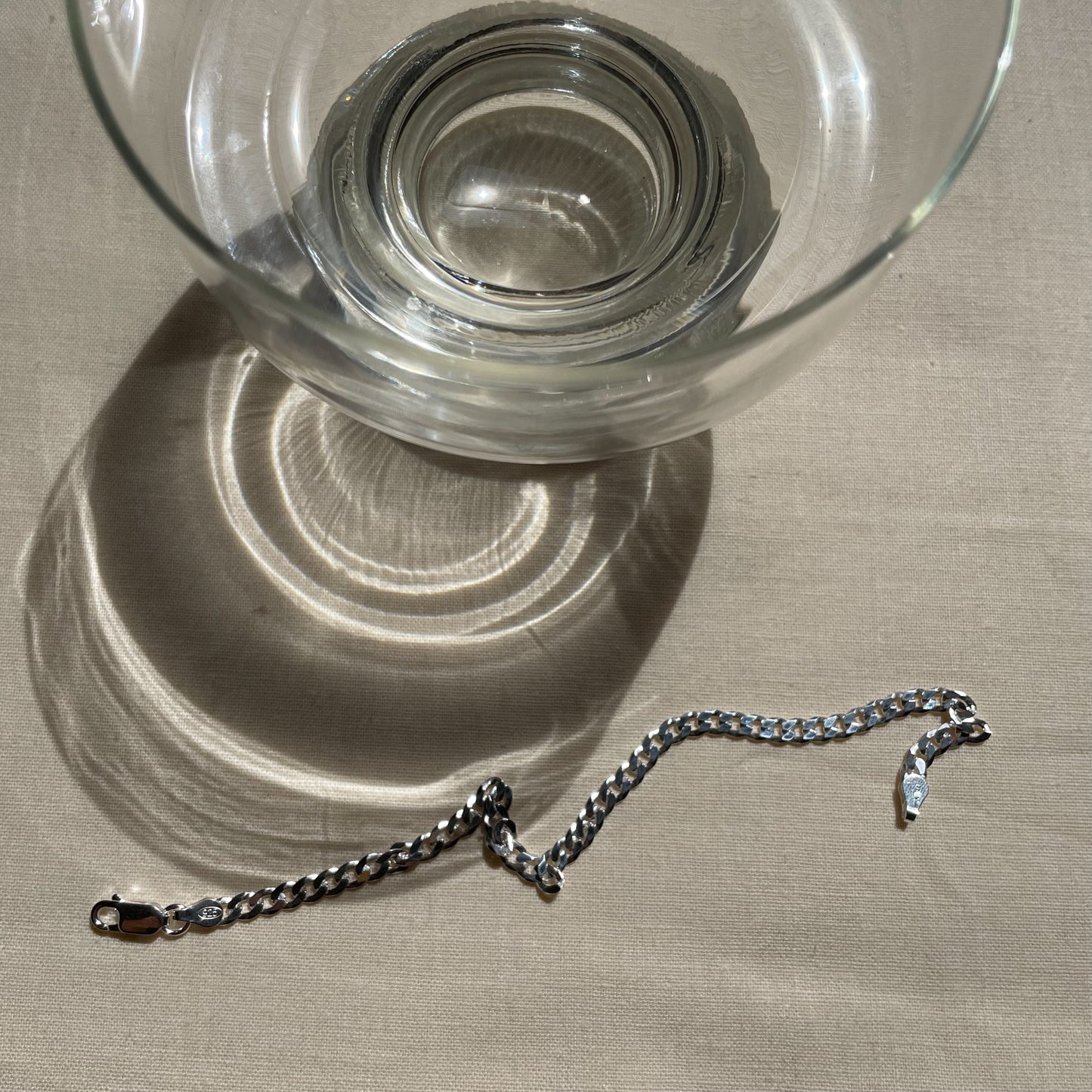 Silver Flat Curb Bracelet